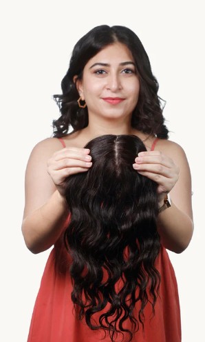 Silk Hair Topper demonstration of hair topper