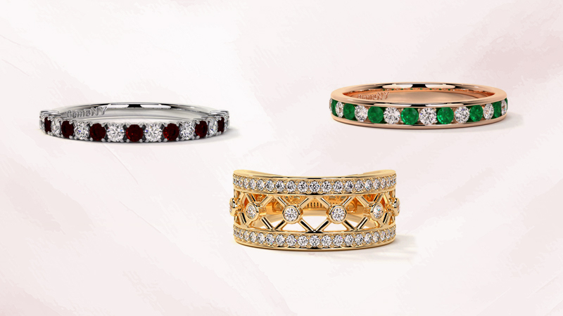 Green Black and Gold wedding bands