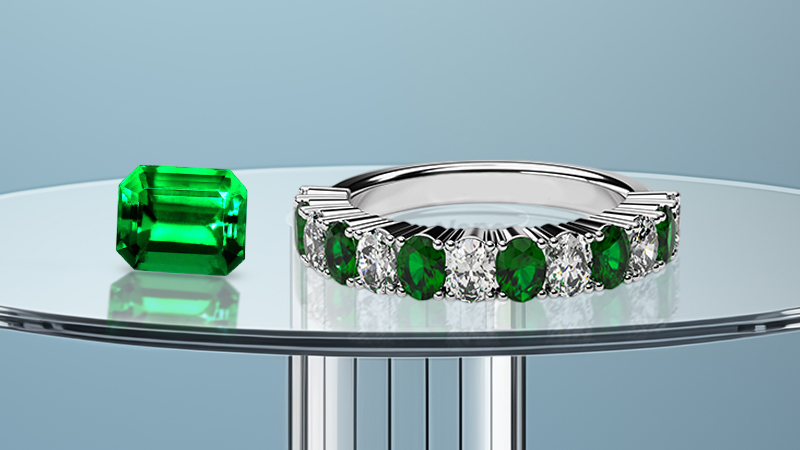 Emerald wedding bands
