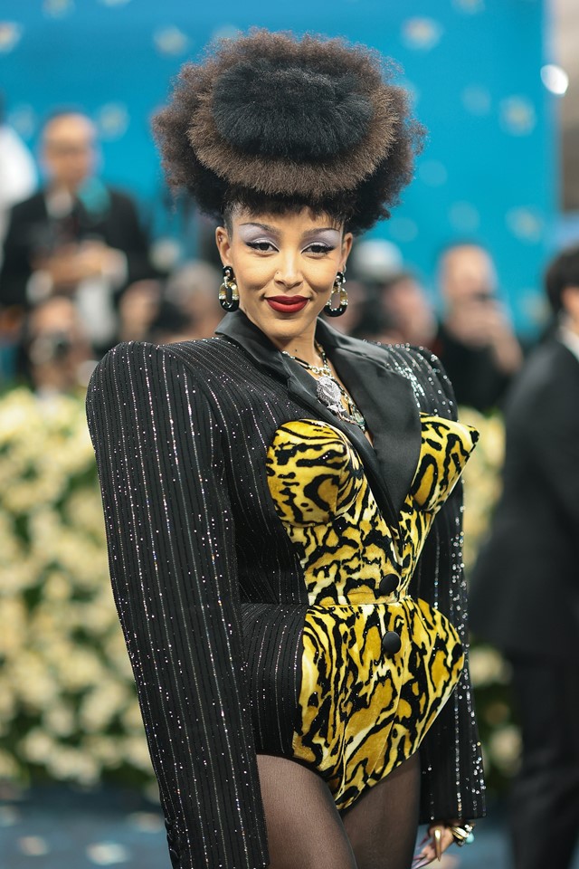 Met Gala 2025 Tiger pin stripe combo outfit 