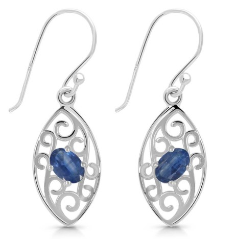 Blue kyanite earrings oval
