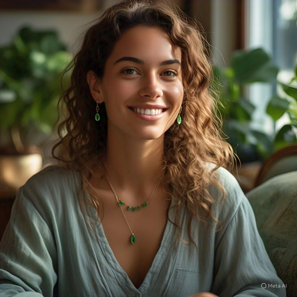 Girl wearing Green Kyanite