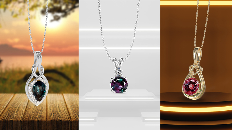 3 gemstone necklace pendants