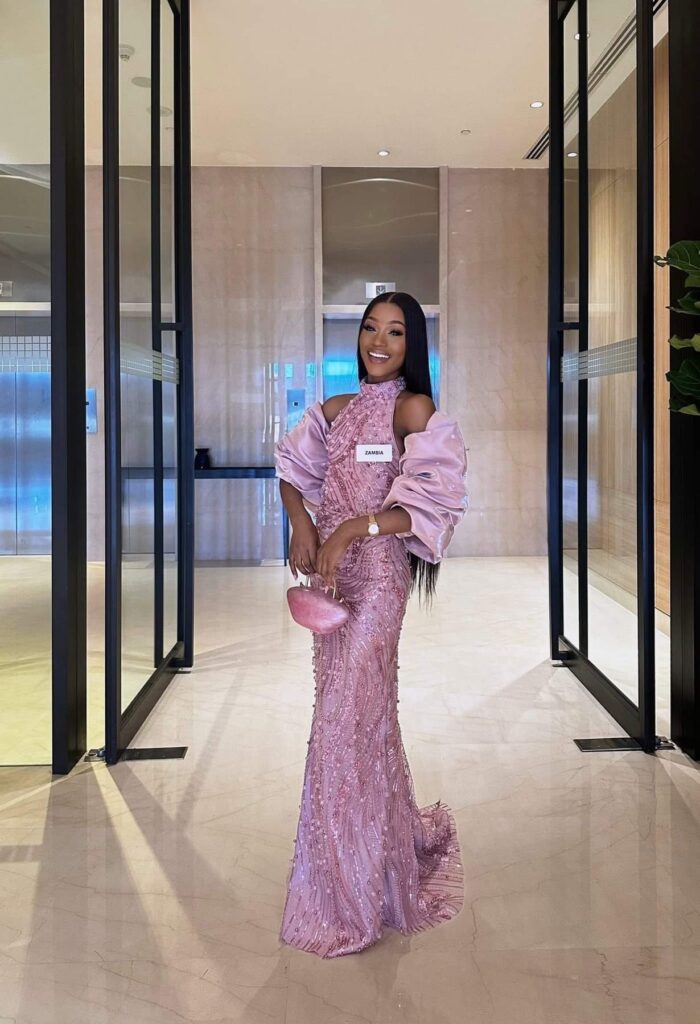 Faith Bwalya in pink