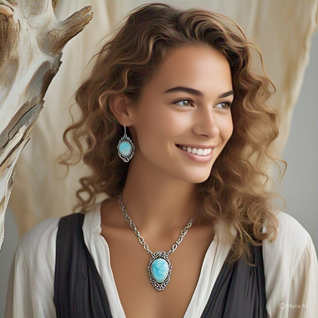 Girl wearing Larimar Jewelry