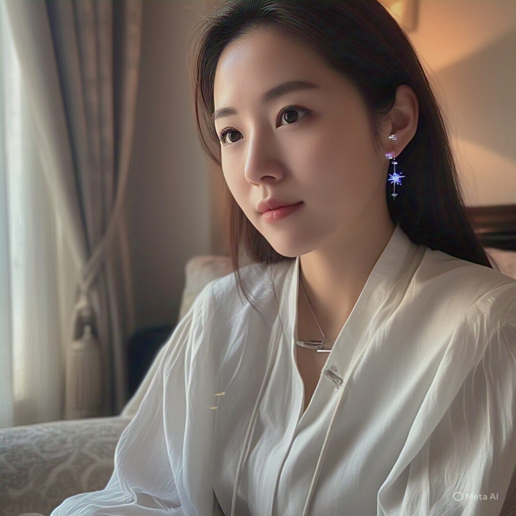 Asian girl wearing Kyanite Jewelry