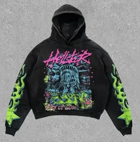 Black pink and green Hellstar Hoodie