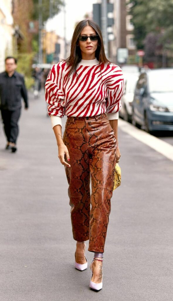mixing pattern red leapord with snakeskin
