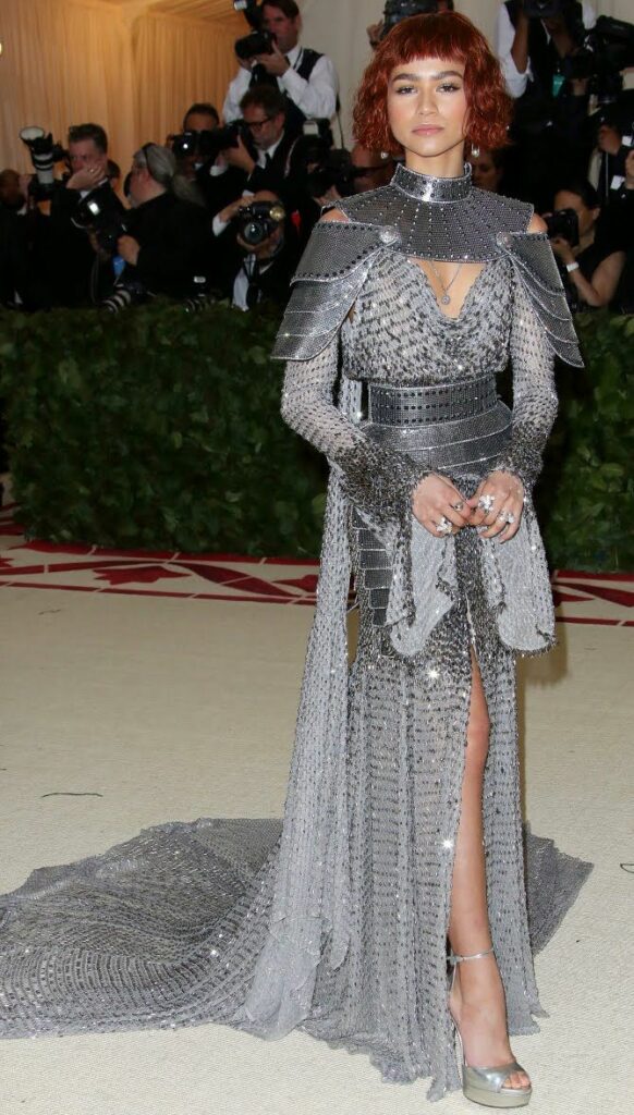 Zendaya in a Sculpted Silver Gown worn at the Met Gala