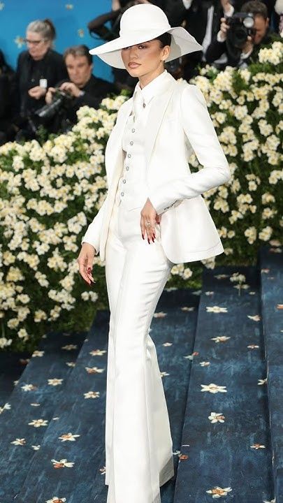 Zendaya in a white suit worn at the Met Gala