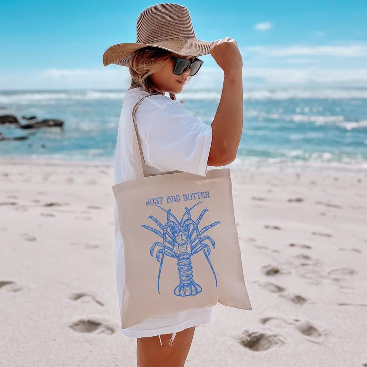 lobster print tote bag