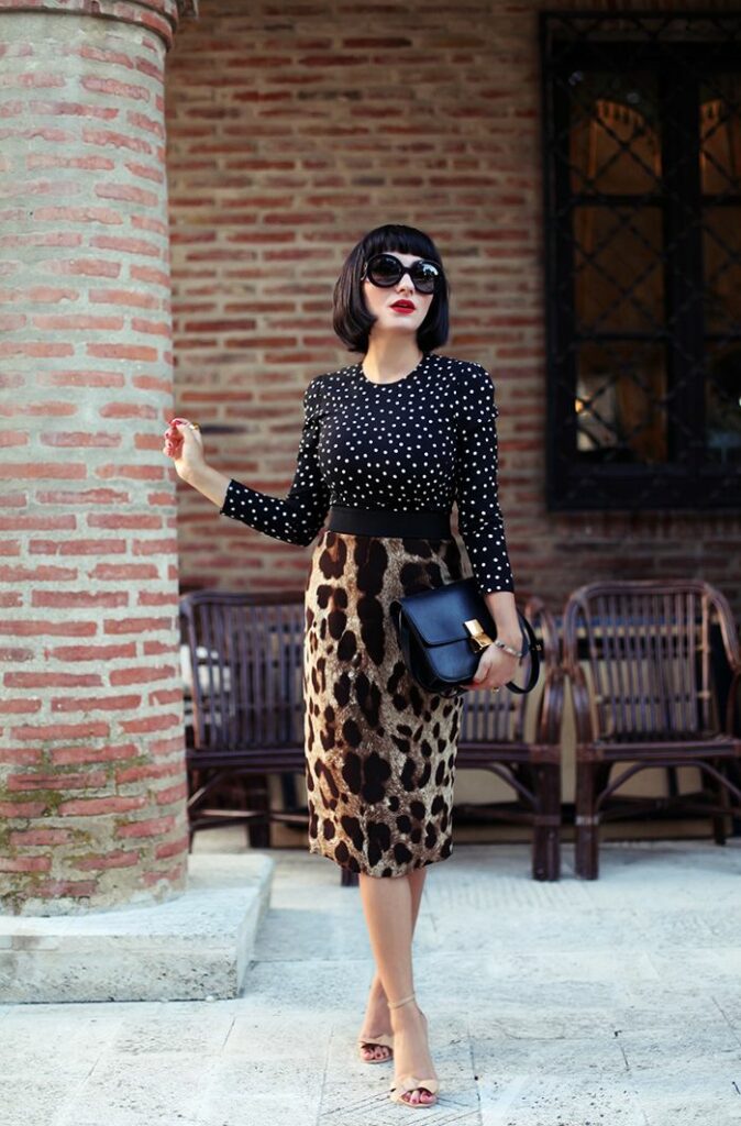 woman wearing polka dots and animal prints