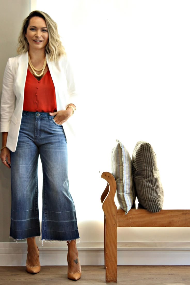 Denim Culottes and oversized shirt