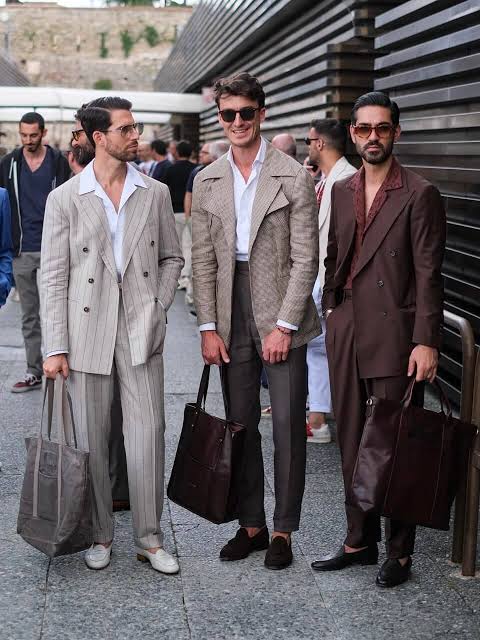 men wearing suits at Pitti Uomo 2025
