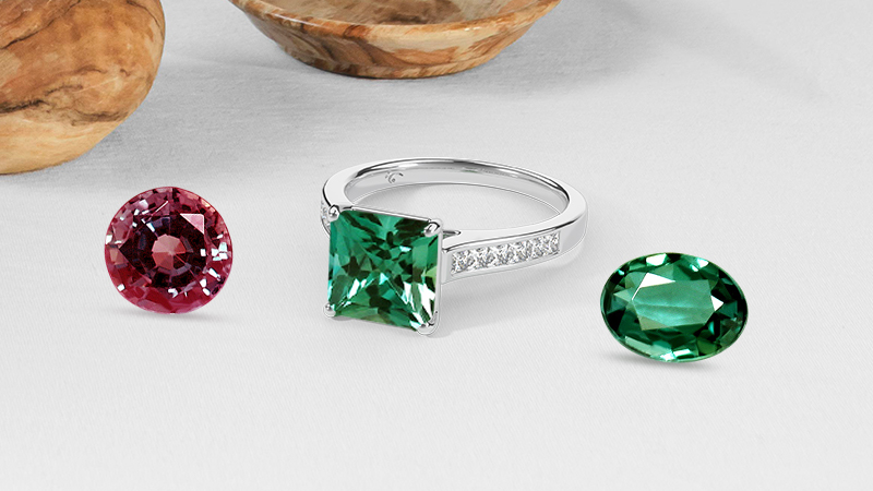 random alexandrite stones and ring