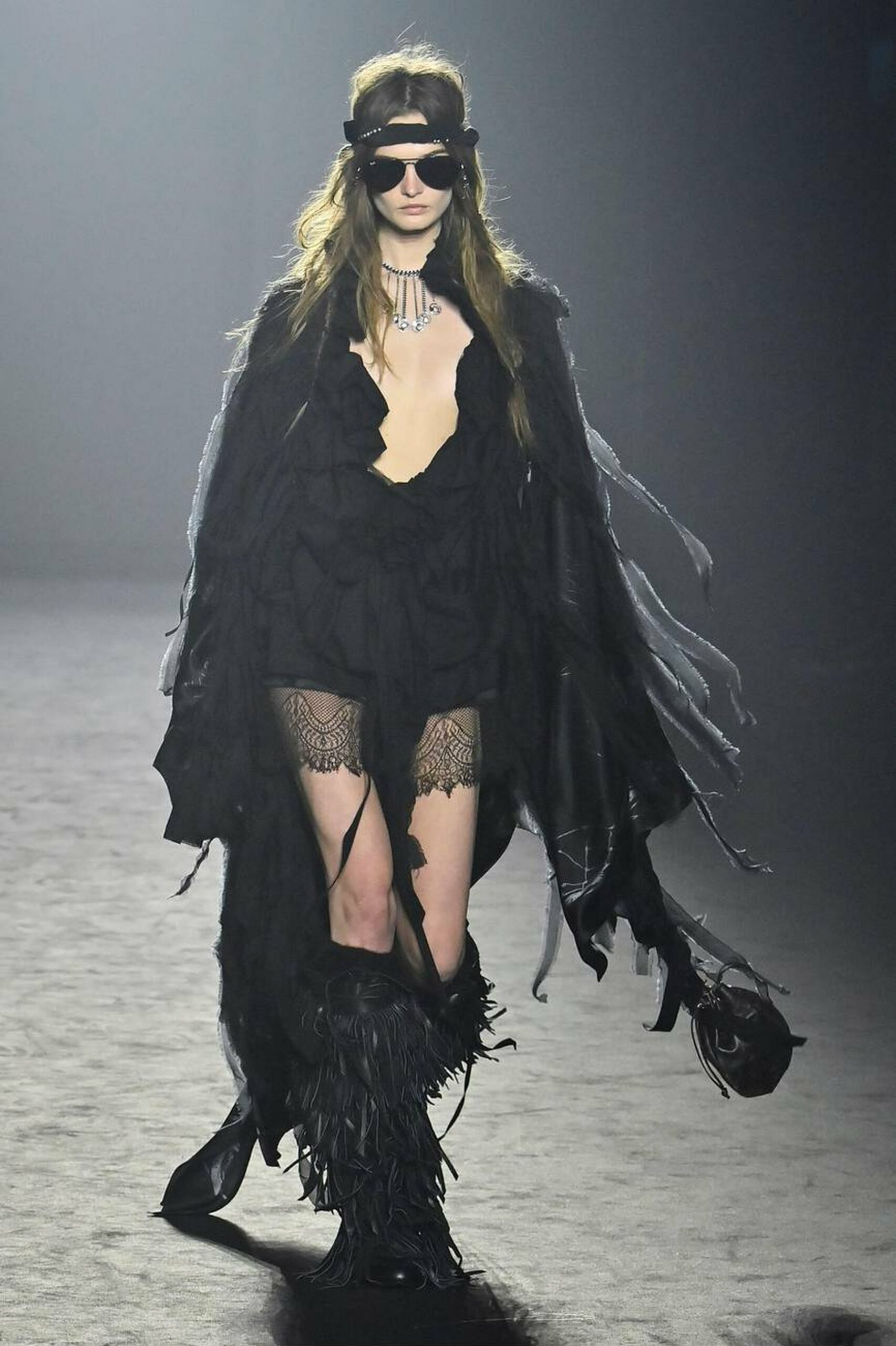 Ann Demeulemeester’s Fall/Winter 2025-2026 collection included a jacquard silk shirt.