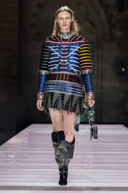 Cruise 2026 runway season brightly colored futuristic outfit on the runway