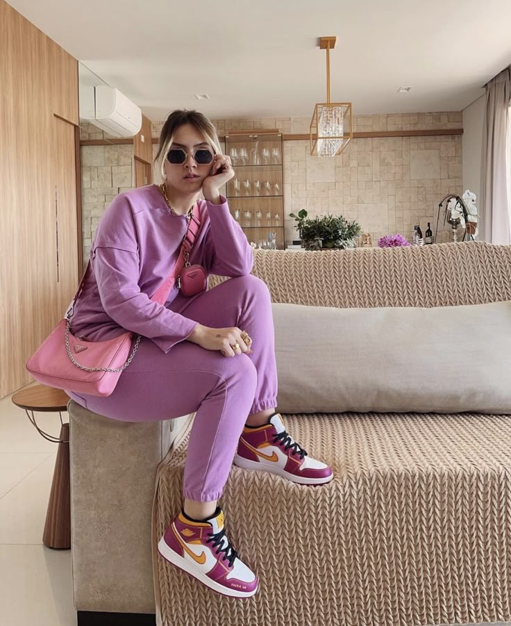 Girl wearing bright colored sneakers