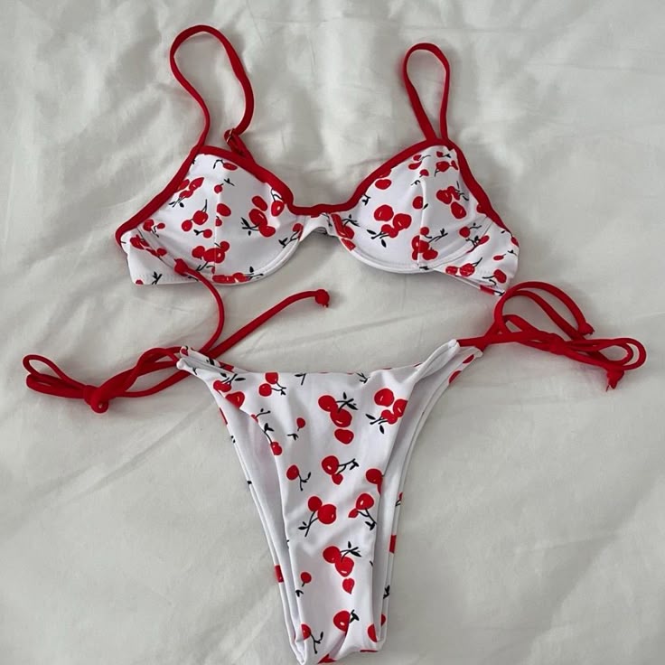 Cherry graphic reversible bikini