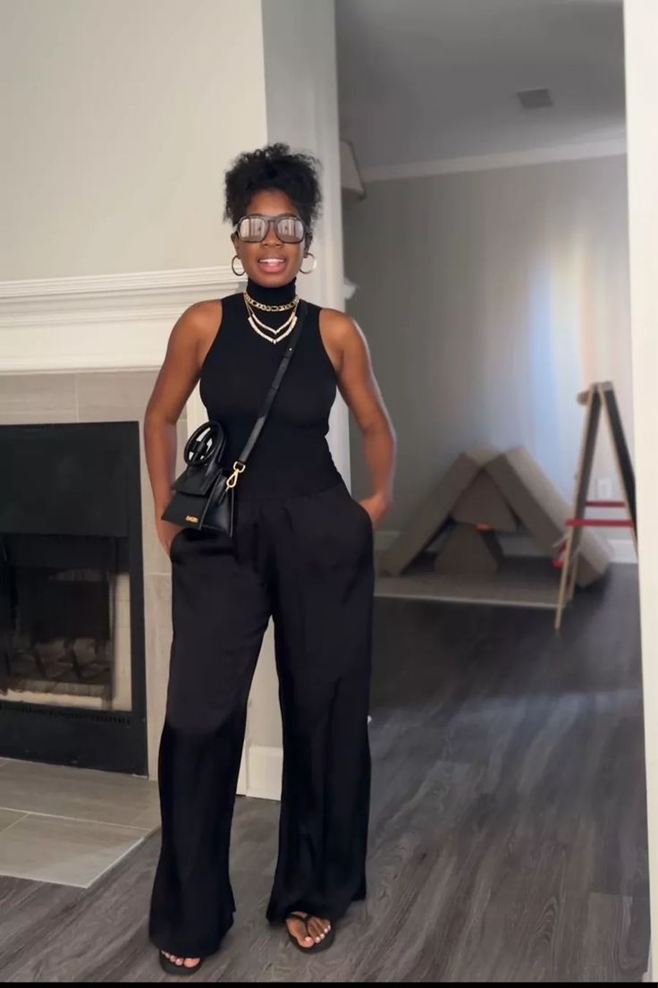 black pantaloons with black tank top