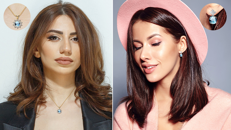 women wearing aquamarines