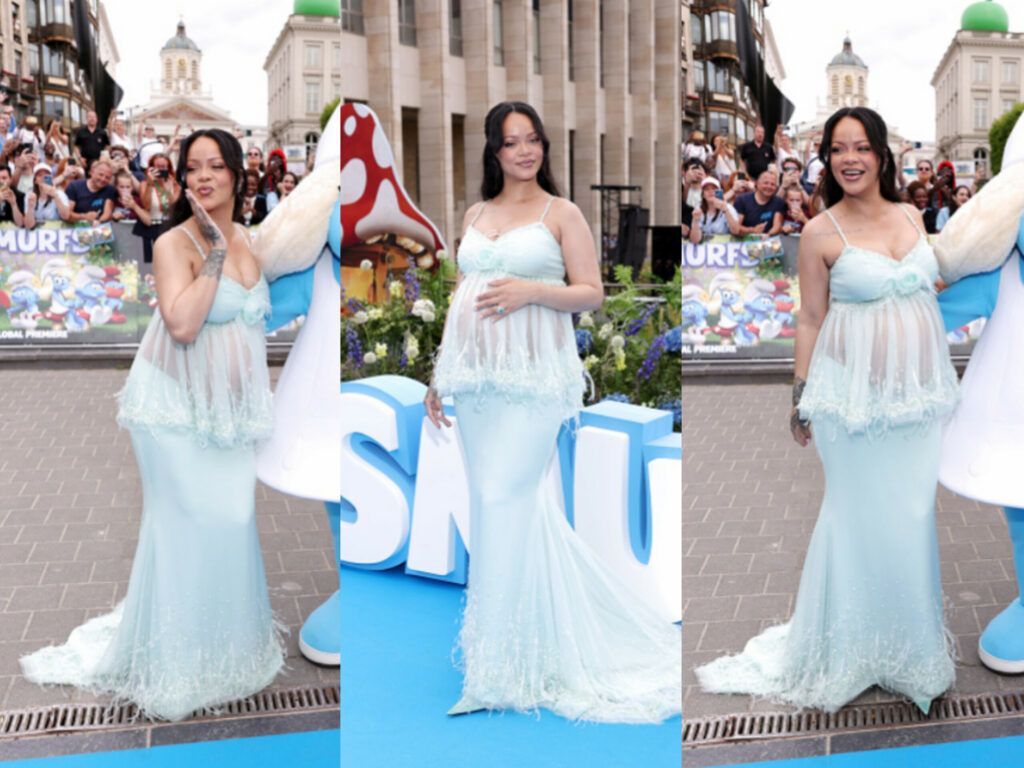 Celebrity Fashion Spotlight: Rihanna Shines in Vintage Chanel Haute Couture Two-Piece at “Smurfs” Brussels Premiere