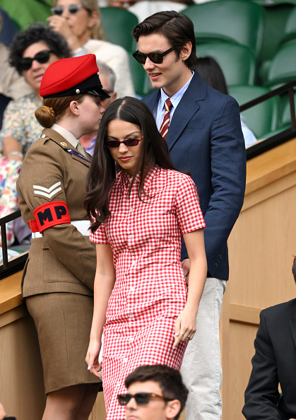 Olivia Rodrigo and Louis Partridge attend day three of the Wimbledon Tennis Championships