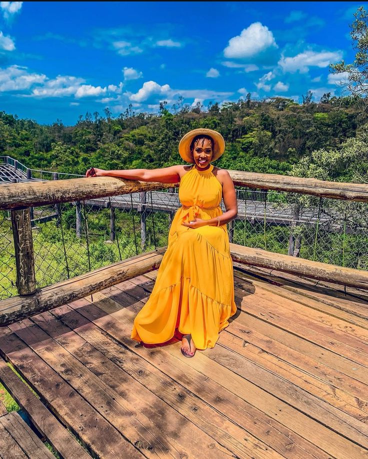 Woman wearing bright yellow dress