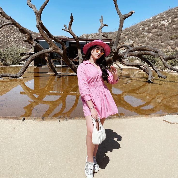 Girl wearing pink sin dress