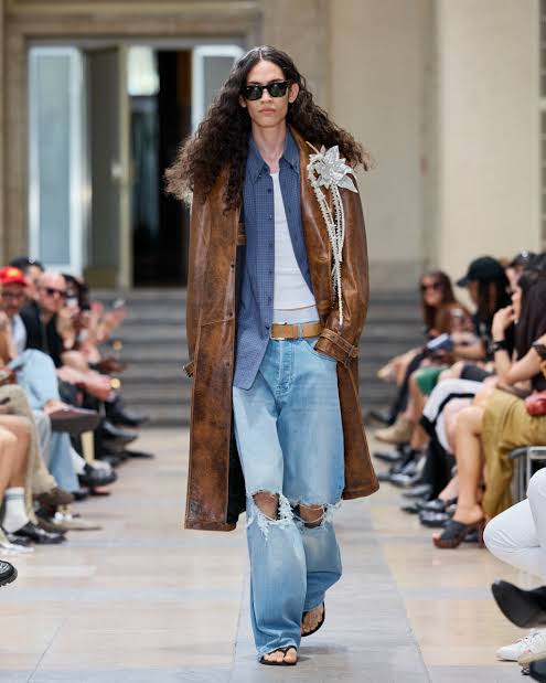 model wearing fall/winter pieces for Berlin Fashion Week 2025