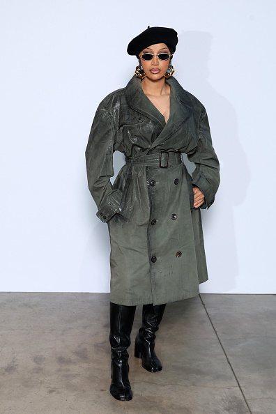 Cardi B in a Maison Margiela belted trench coat