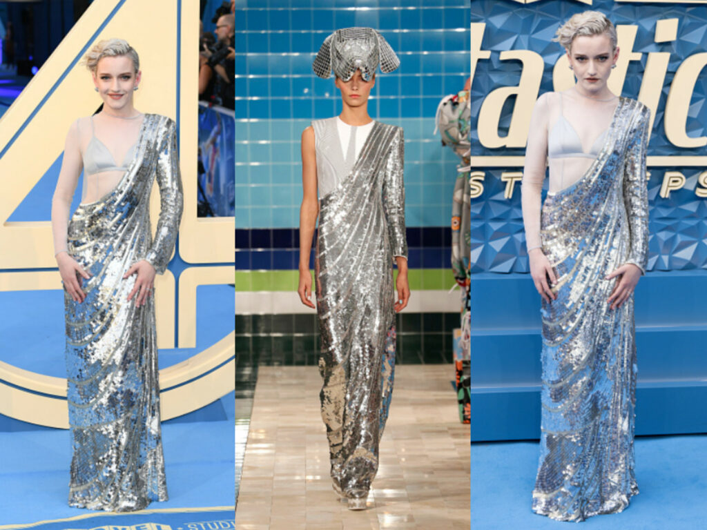 Julia Garner Turns Heads in Thom Browne and Fleur Du Mal at “The Fantastic Four: First Steps” London Premiere