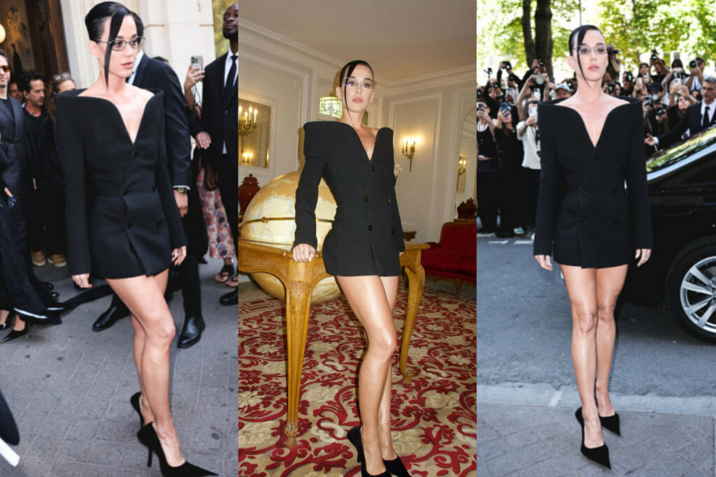 Katy Perry Stands Out in a Chic Blazer Mini Dress at the Balenciaga Haute Couture Fall/Winter 2025/2026 Show in Paris
