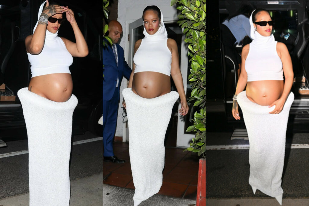 Rihanna in Alaïa Midriff Hoodie