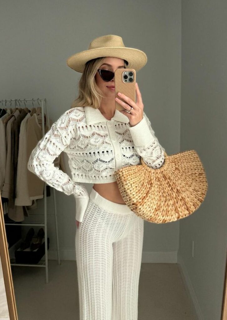 White Crochet crop top
