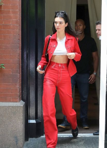 Kendall wearing hot red outfit