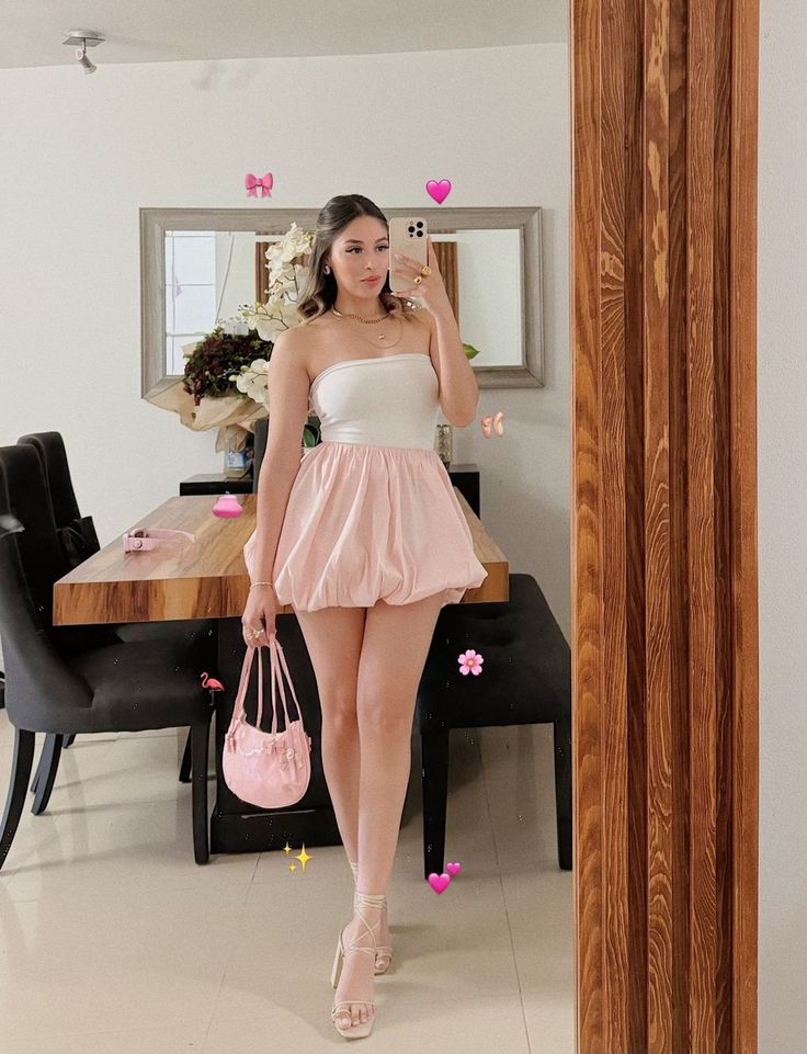 woman wearing pink Bubble skirts