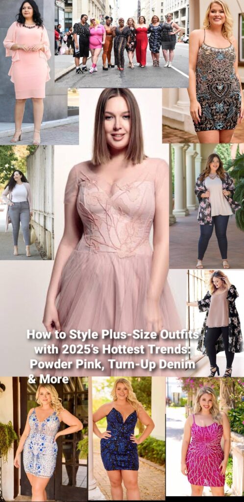 Various woman in plus-size outfits