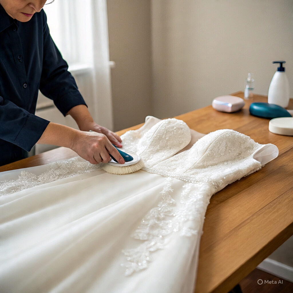 white wedding dress cleaning 