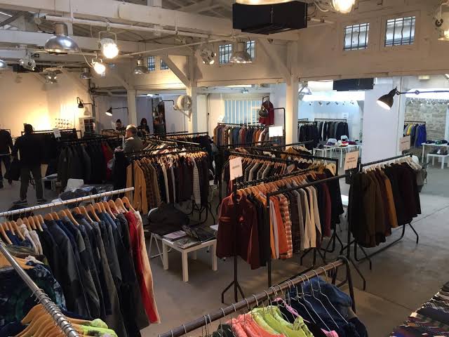 Clothing racks in a warerhouse 