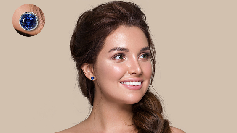 woman wearing sapphire stones