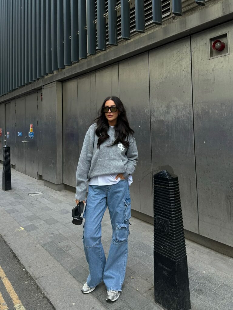 Denim cargo pants