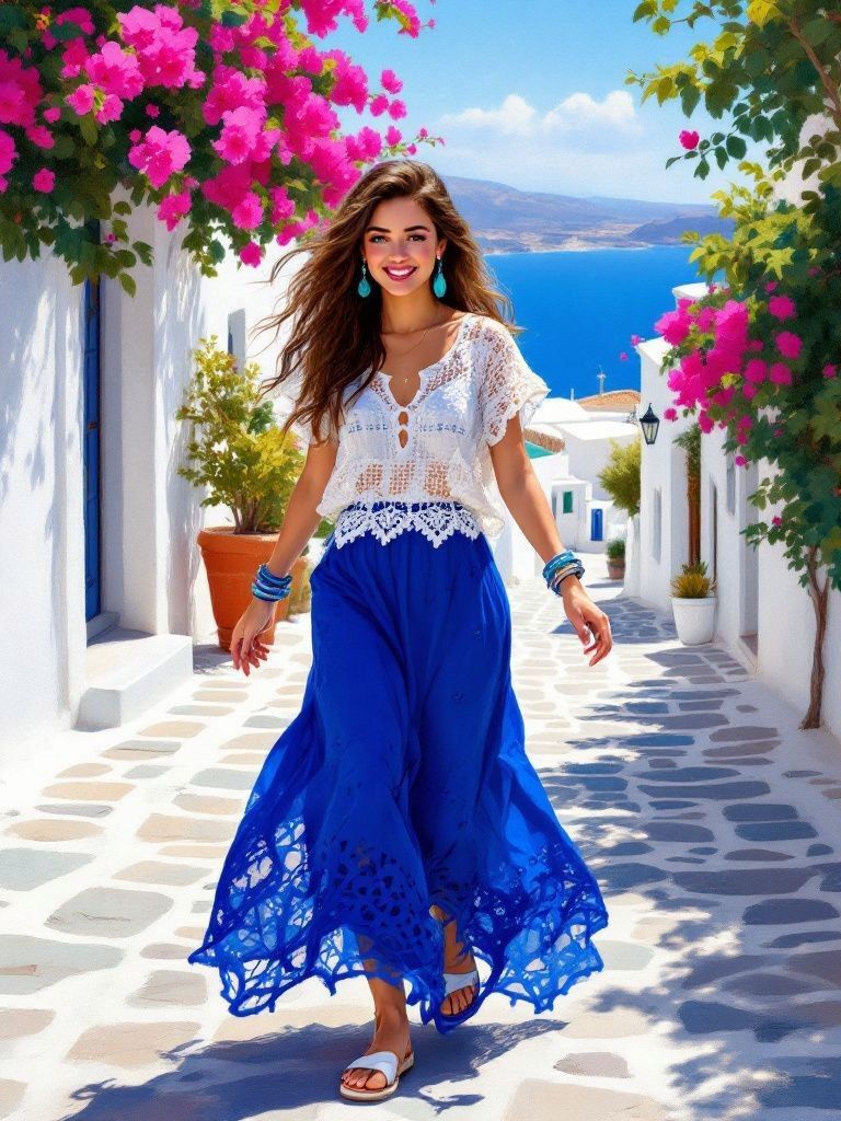 Girl in Boho shirt and blouse