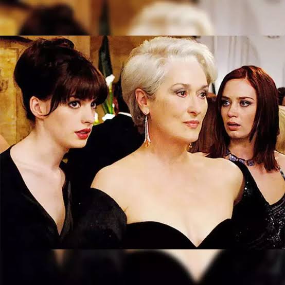 Anne Hathaway, Meryl Streep, and Emily Blunt for The Devil Wears Prada