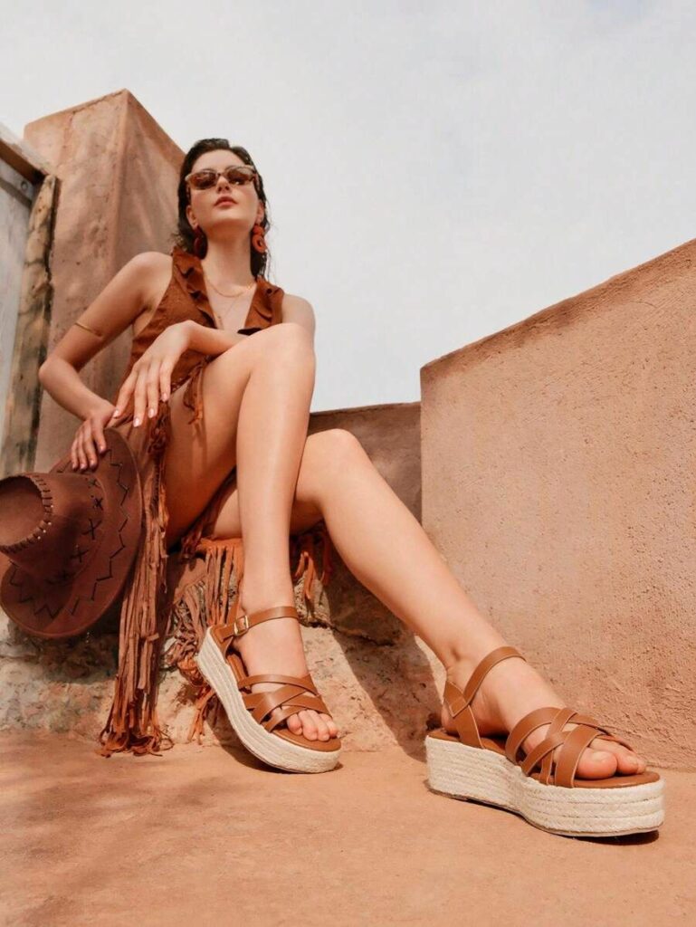 Woman in brown and Rope Sandals