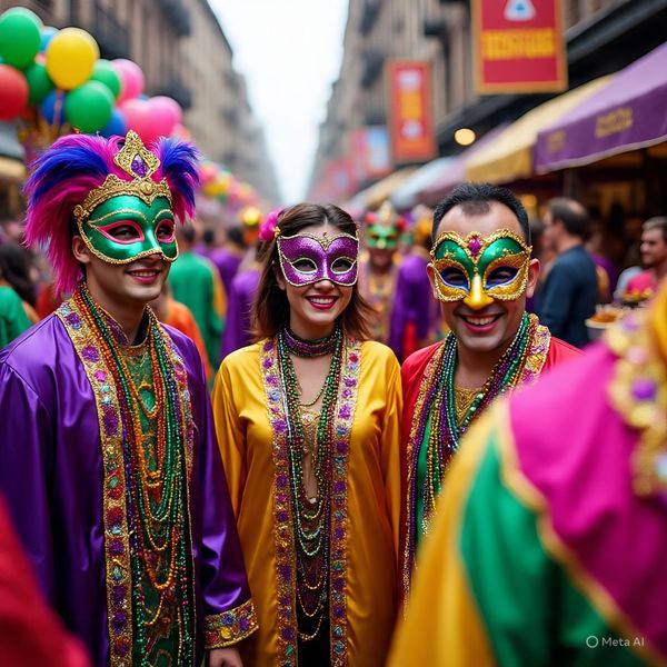 brightly colored Mardi Gras Carnival costumes 