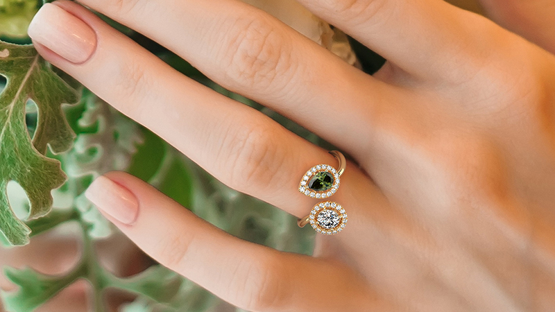 two stoned lab grown diamond engagement rings