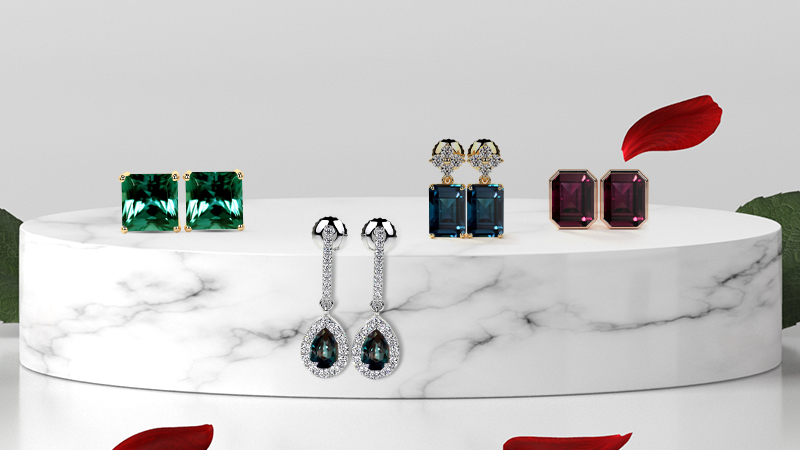 4 pairs of alexandrite earrings