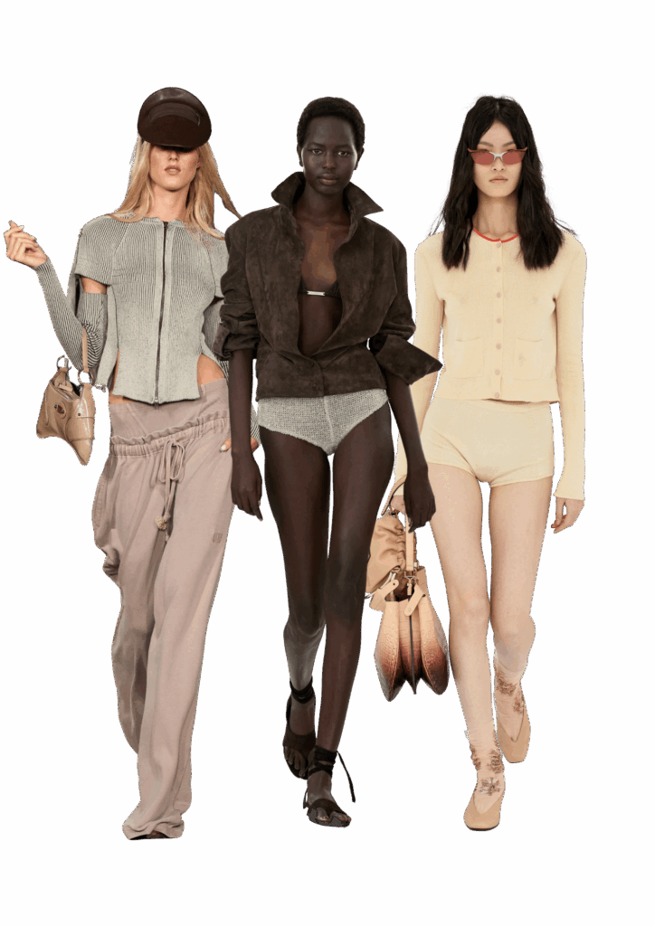 3 models showing  top fashion trends for 2025