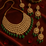 Kundan jewelry on burgundy backround